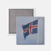 IJslands Vlagenvierkant Magnet (Voorkant / Achterkant)