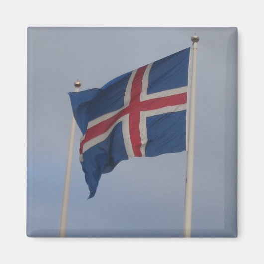 IJslands Vlagenvierkant Magnet (Voorkant)