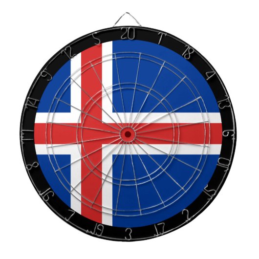 IJslands vlaggendartboard en darts/spelboard Dartbord (Voorkant)