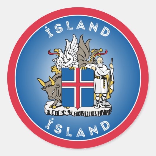 IJslands wapen cirkelvorm Ronde Sticker (Voorkant)