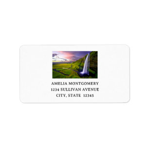 IJslands Waterval Groen Natuur Foto Adres Etiket