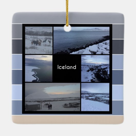 IJslands winterlandschap Keramisch Ornament (Achterkant)