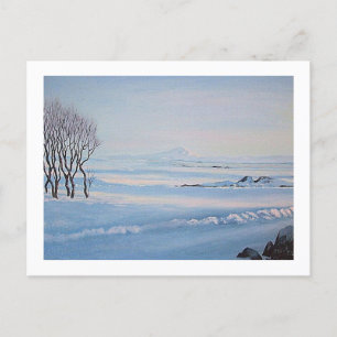 IJslands winterlandschap originele olieverfschilde Feestdagenkaart