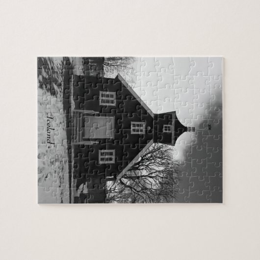 IJslands zwarte en witte oude kerkpuzzel Legpuzzel (Horizontaal)