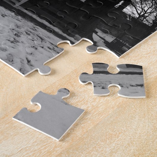 IJslands zwarte en witte oude kerkpuzzel Legpuzzel (Zijkant)