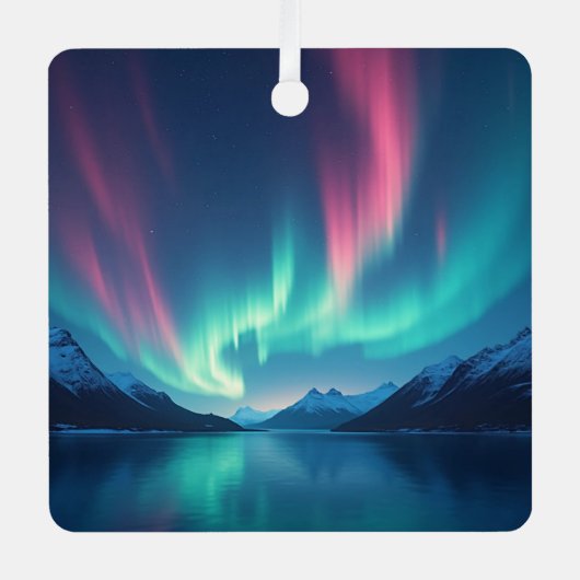 IJslandse Aurora Metalen Ornament (Voorkant)