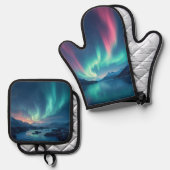 IJslandse Aurora Ovenwant & Pannenlap Set (Voorkant / Achterkant)