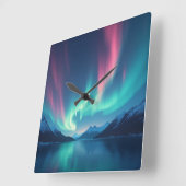IJslandse Aurora Vierkante Klok (Hoek)