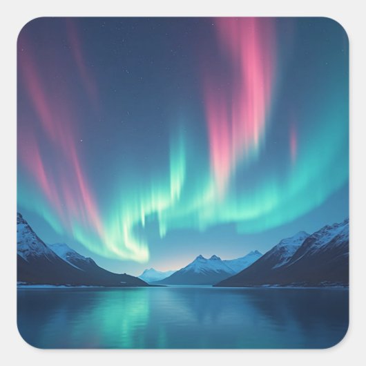 IJslandse Aurora Vierkante Sticker (Voorkant)