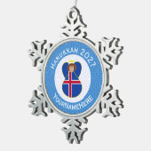 IJslandse engel Chanoeka vlag gepersonaliseerd Tin Sneeuwvlok Ornament (Rechts)