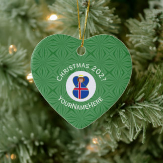 IJslandse engel kerst vlag gepersonaliseerd Keramisch Ornament