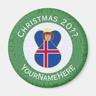 IJslandse engel kerst vlag gepersonaliseerd Magneet