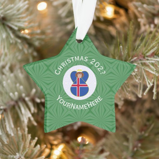 IJslandse engel kerst vlag gepersonaliseerd  Ornament (Boom)