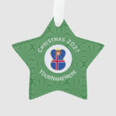 IJslandse engel kerst vlag gepersonaliseerd  Ornament (achterkant)
