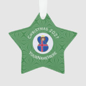 IJslandse engel kerst vlag gepersonaliseerd  Ornament (voorkant)