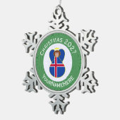 IJslandse engel kerstvlag gepersonaliseerd Tin Sneeuwvlok Ornament (Rechts)