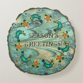 IJslandse Flow Christmas Folk Art (gepersonaliseer Rond Kussen