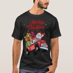 IJslandse herdershond met kerstman in rode vrachtw T-shirt