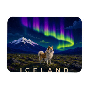 IJslandse Herdershond Onder de Aurora IJsland Flex Magneet