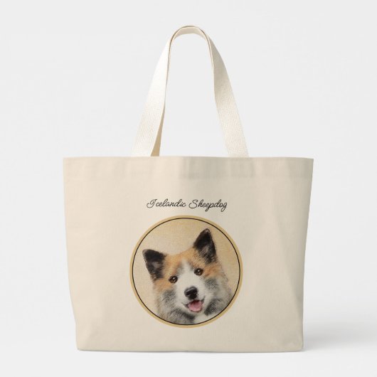 IJslandse herdershond schildert tan originele hond Grote Tote Bag (Achterkant)