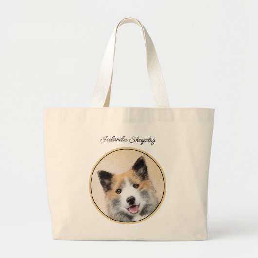 IJslandse herdershond schildert tan originele hond Grote Tote Bag (Voorkant)