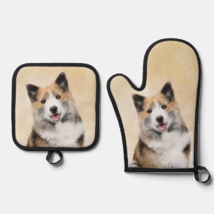 IJslandse herdershond schildert tan originele hond Ovenwant & Pannenlap Set