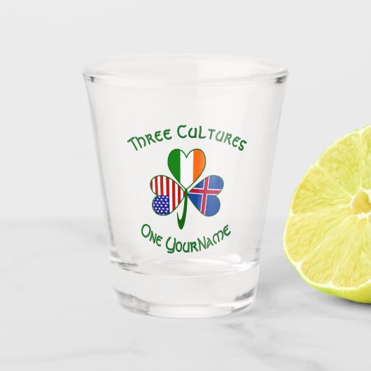 IJslandse Iers-Amerikaanse vlag Shamrock Personali Shot Glas (Voorkant)