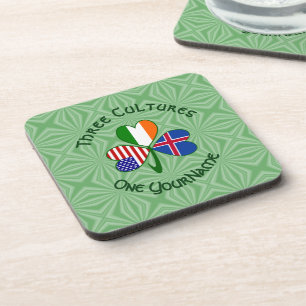 Ijslandse Ierse Amerikaanse Vlaggen Shamrock Uw Na Bier Onderzetter