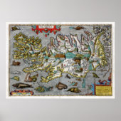 IJslandse kaart 1595 Poster (Voorkant)