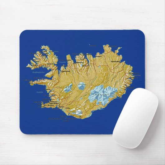 IJslandse Kaart Mousepad Muismat (Met muis)