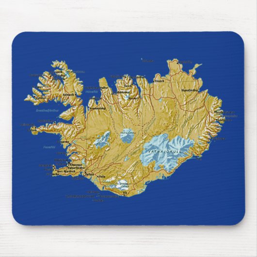 IJslandse Kaart Mousepad Muismat (Voorkant)