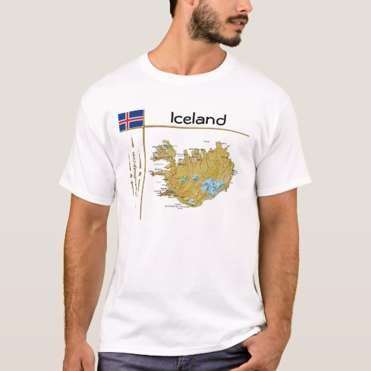 IJslandse kaart + vlag + titel T-shirt (Voorkant)