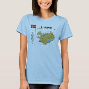 IJslandse kaart + vlag + titel T-shirt