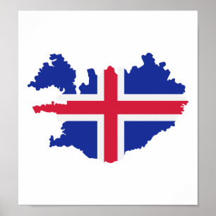 IJslandse kaartvlag Poster