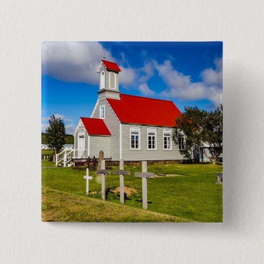 IJslandse kerk Vierkante Button 5,1 Cm (Voorkant)