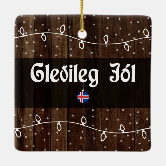 IJslandse kerst, Gleðileg jól Keramisch Ornament (Achterkant)