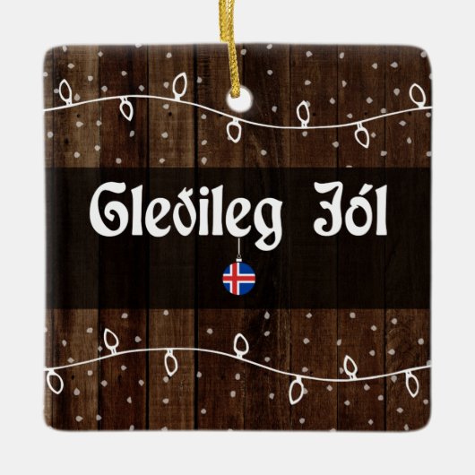 IJslandse kerst, Gleðileg jól Keramisch Ornament (Voorkant)
