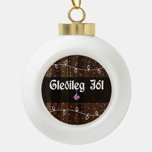 IJslandse kerst, Gleðileg jól Keramische Bal Ornament (Voorkant)