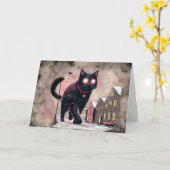 IJslandse Kerstmis Jule Cat Kaart (Gele Bloem)