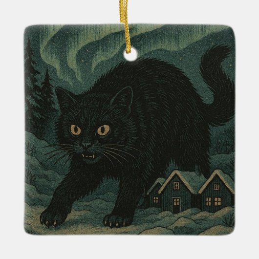 IJslandse Kerstmis julkat  Keramisch Ornament (Voorkant)