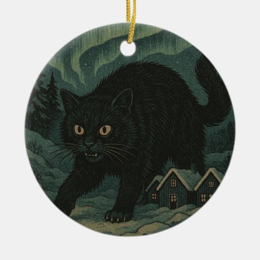 IJslandse Kerstmis Yule Kat Keramisch Ornament (Voorkant)
