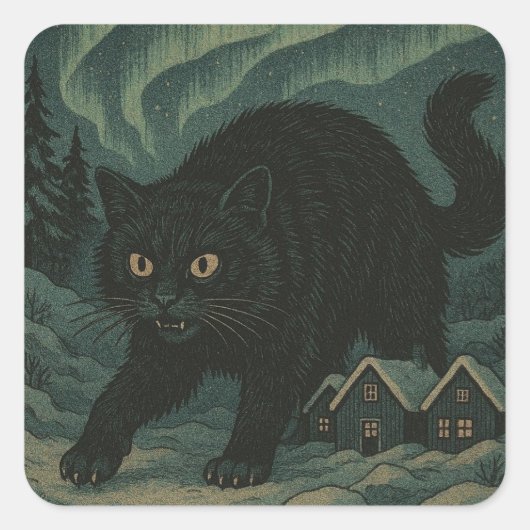 IJslandse Kerstmis Yule Kat Vierkante Sticker (Voorkant)