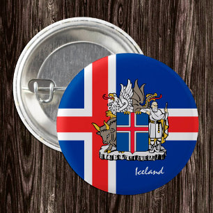 IJslandse knoop, vaderlandslievende IJslandse vlag Ronde Button 3,2 Cm