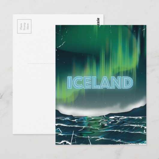 IJslandse kunst met noordelijk licht reizen Briefkaart (Voorkant / Achterkant)