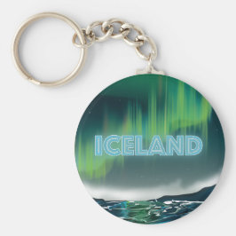 IJslandse kunst met noordelijk licht reizen Sleutelhanger
