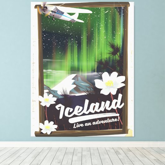 IJslandse landschapsreisposter Canvas Afdruk (Insitu (Houten vloer))