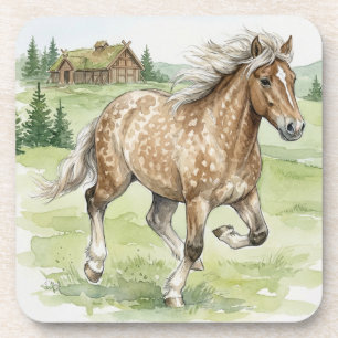 IJslandse paard Stjarna galopperend in weide Bier Onderzetter