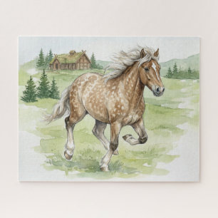 IJslandse paard Stjarna galopperend in weide Legpuzzel