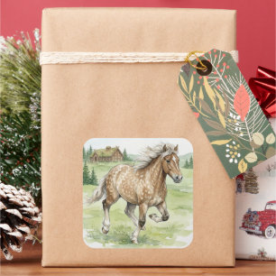 IJslandse paard Stjarna galopperend in weide Vierkante Sticker