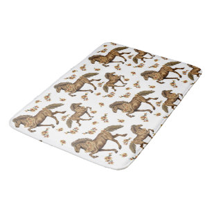 IJslandse paarden en bloemen van 1930 Badmat